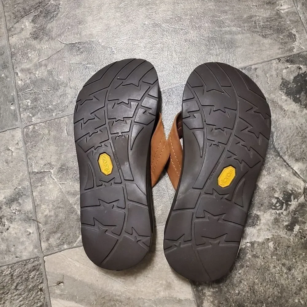 Chaco Classic Brown Leather Flip Flop‎ Thong Sandals Men's 8